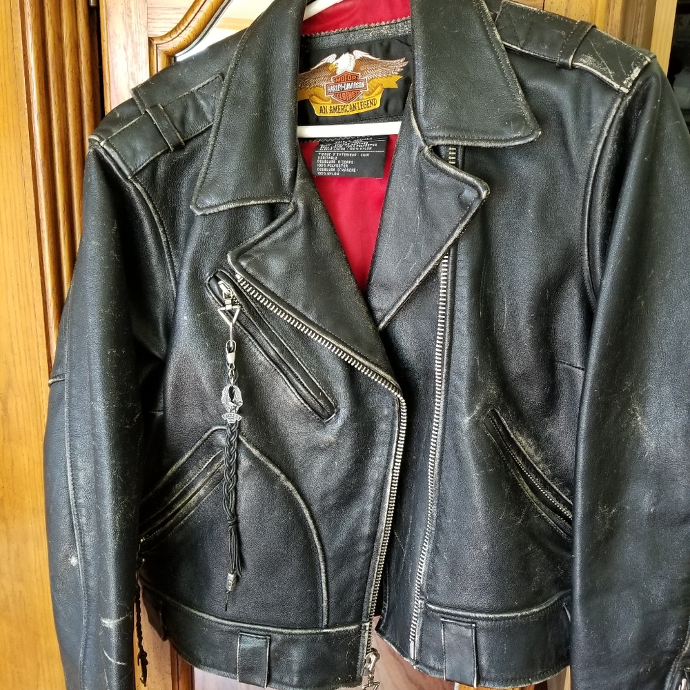 Womens black leather Harley Davidson  jacket